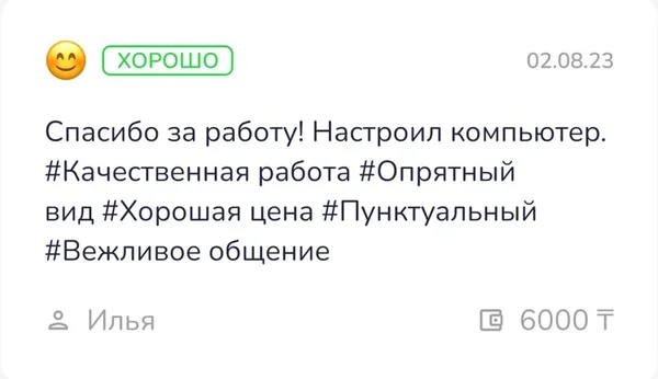 Скриншот реального отзыва клиента Илья о разработке сайта веб-студией RC-WEB.KZ на платформе Naimi.kz — оценка 5.0 из 5