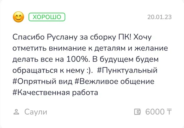 Скриншот реального отзыва клиента Сауле о разработке сайта веб-студией RC-WEB.KZ на платформе Naimi.kz — оценка 5.0 из 5