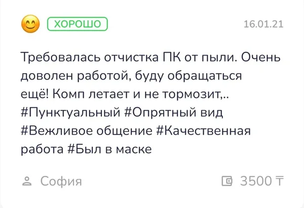 Скриншот реального отзыва клиента София о разработке сайта веб-студией RC-WEB.KZ на платформе Naimi.kz — оценка 5.0 из 5